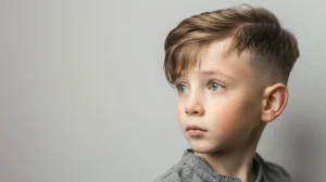 Niño con corte degradado moderno y textura